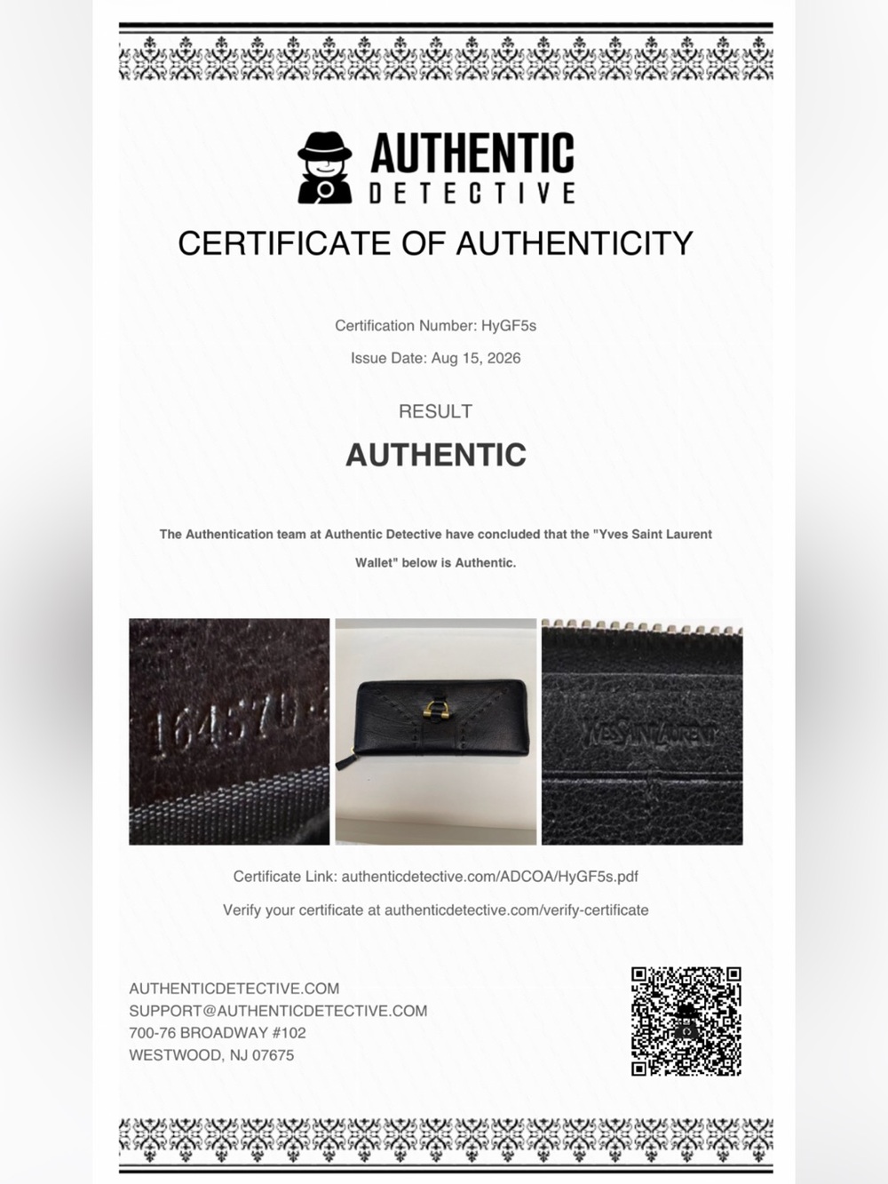 YSL vintage Muse Classic Black Leather Wallet all inclusive EUC $1599 msrp w/COA - Picture 4 of 13